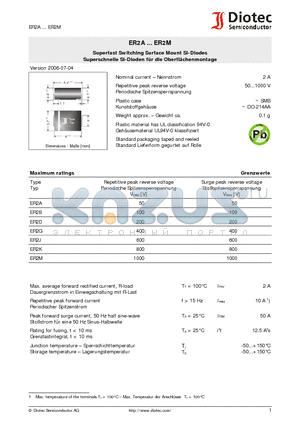 ER2A_07 datasheet - Superfast Switching Surface Mount Si-Diodes