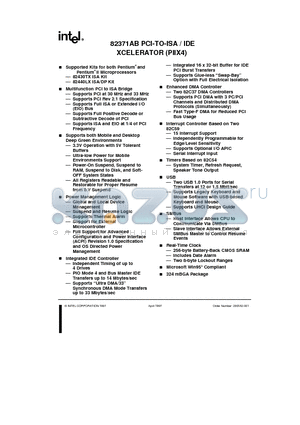 82371AB datasheet - PCI-TO-ISA / IDE XCELERATOR PIIX4