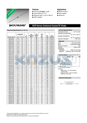 8230 datasheet - Conformal Coated RF Choke