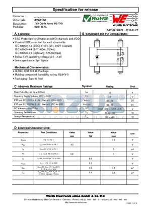 8240136 datasheet - TVS Diode Array WE-TVS