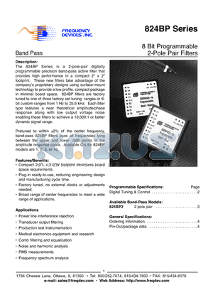 824BP2/10-3 datasheet - 8 Bit Programmable 2-Pole Pair Filters