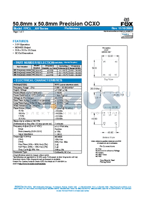 FPC5-AH datasheet - 50.8mm x 50.8mm Precision OCXO