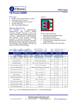 FPD1500 datasheet - 1W POWER PHEMT