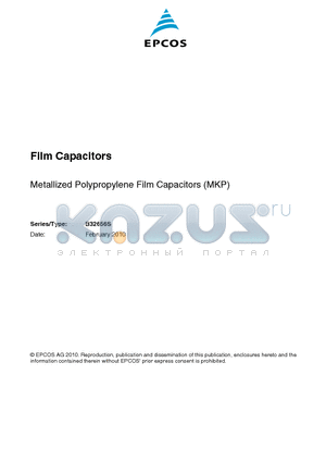 B32656S datasheet - Film Capacitors Metallized Polyester Film Capacitors (MKT)