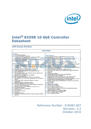 82598 datasheet - 10 GbE Controller