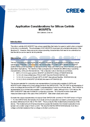 CPWR-AN08 datasheet - Application Considerations for Silicon Carbide MOSFETs