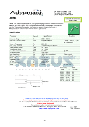 ACT26 datasheet - a miniature cylindrical