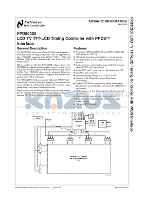 FPD80200 datasheet - LCD TV TFT-LCD Timing Controller with PPDS Interface