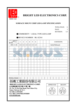 BL-X2361 datasheet - AXIAL TYPE LED LAMP