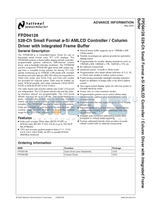FPD93140 datasheet - 528-Ch Small Format a-Si AMLCD Controller / Column Driver with Integrated Frame Buffer