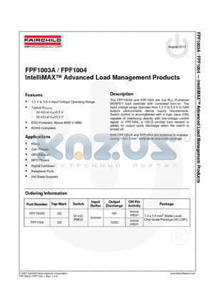 FPF1003A datasheet - IntelliMAX Advanced Load Management Products
