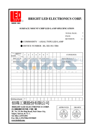 BL-XE1361-TR8 datasheet - AXIAL TYPE LED LAMP