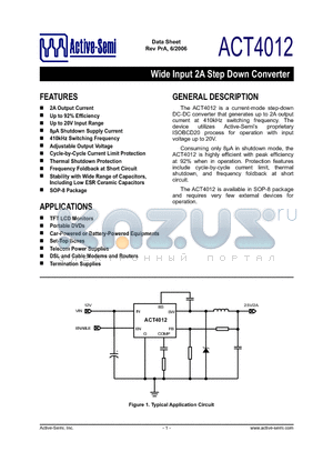 ACT4012SH datasheet - Wide Input 2A Step Down Converter