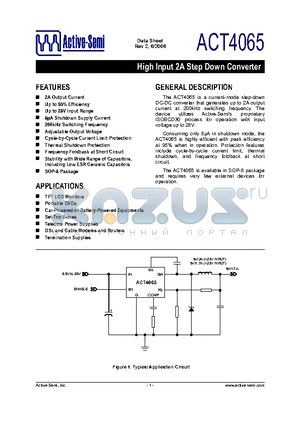 ACT4065SH datasheet - High Input 2A Step Down Converter