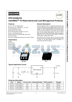 FPF1015 datasheet - IntelliMAX 1V Rated Advanced Load Management Products