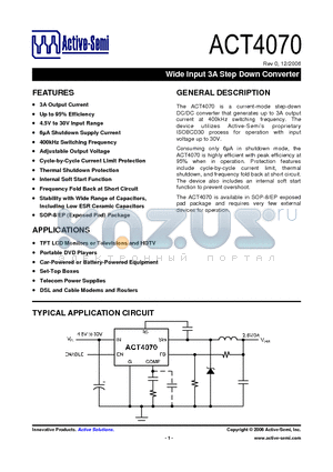 ACT4070 datasheet - Wide Input 3A Step Down Converter