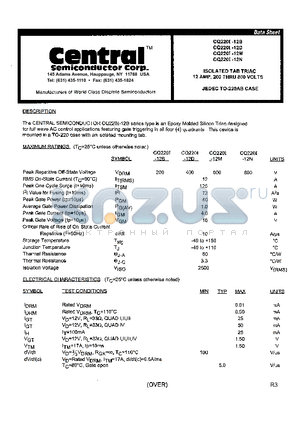 CQ220I-12B datasheet - ISOLATED TAB TRIAC 12 AMP