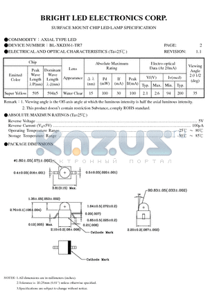BL-XKD361-TR7 datasheet - SURFACE MOUNT CHIP LED LAMPS SPECIFICATION
