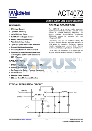 ACT4072SH datasheet - Wide Input 2A Step Down Converter