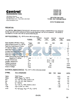 CQ220I-16M datasheet - ISOLATED RAB TRIAC 16 AMP