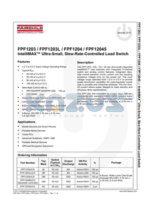 FPF1203UCX datasheet - IntelliMAX Ultra-Small, Slew-Rate-Controlled Load Switch
