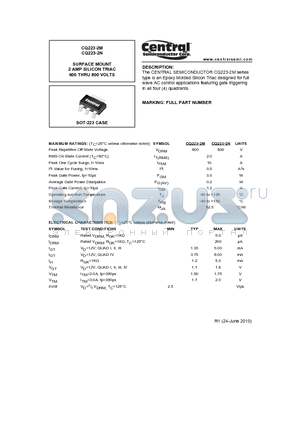 CQ223-2M datasheet - SURFACE MOUNT 2 AMP SILICON TRIAC 600 THRU 800 VOLTS