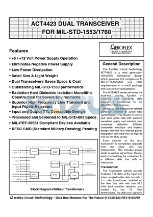 ACT4423-D datasheet - ACT4423 DUAL TRANSCEIVER FOR MIL-STD-1553/1760