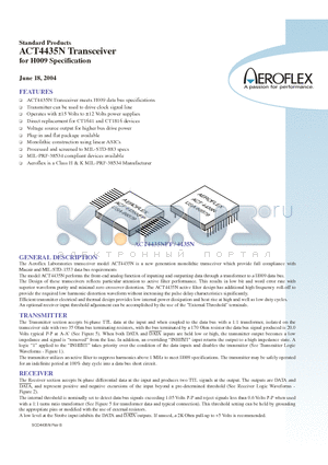 ACT4435N datasheet - Standard Products ACT4435N Transceiver for H009 Specification