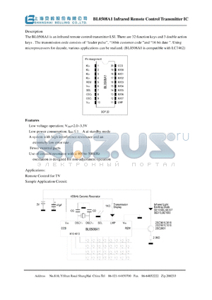BL0508A1 datasheet - Infrared Remote Control Transmitter IC