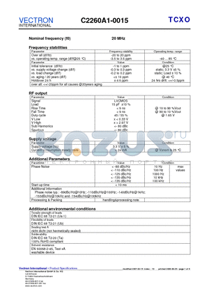 C2260A1-0015_08 datasheet - Nominal frequency (f0)