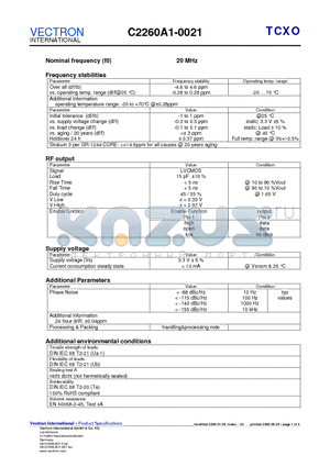 C2260A1-0021 datasheet - Nominal frequency (f0)