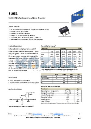 BL081_1 datasheet - 5-4000 MHz Wideband Low Noise Amplifier