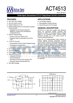 ACT4513 datasheet - Wide-Input Sensorless CC/CV Step-Down DC/DC Converter