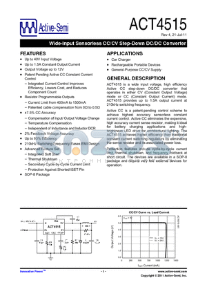 ACT4515SH-T datasheet - Wide-Input Sensorless CC/CV Step-Down DC/DC Converter