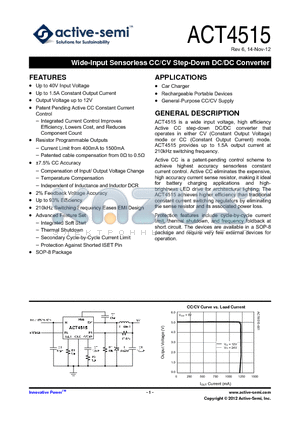 ACT4515SH-T datasheet - Wide-Input Sensorless CC/CV Step-Down DC/DC Converter