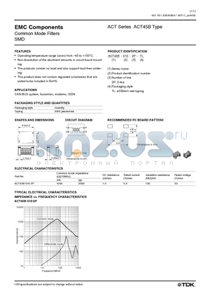 ACT45B datasheet - Common Mode Filters SMD