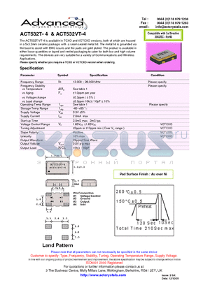 ACT532VT-4 datasheet - available in TCXO and VCTCXO versions