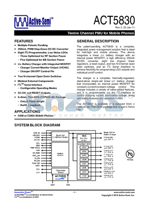 ACT5830QJ182-T datasheet - Twelve Channel PMU for Mobile Phones