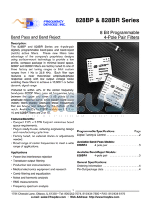 828BP4/10-4 datasheet - 8 Bit Programmable 4-Pole Pair Filters