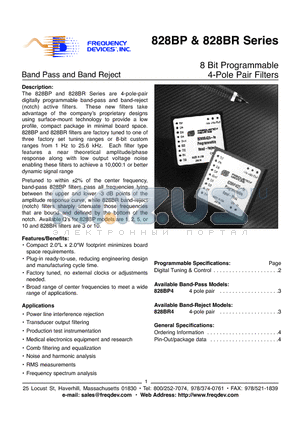 828BP4/5-2 datasheet - 8 Bit Programmable 4-Pole Pair Filters