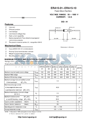 ERA15-01 datasheet - Plastic Silicon Rectifiers