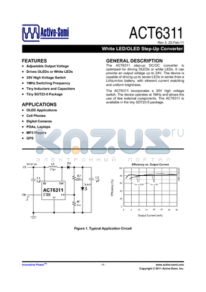 ACT6311UC-T datasheet - White LED/OLED Step-Up Converter