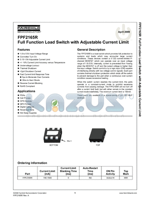 FPF2165R datasheet - Full Function Load Switch with Adjustable Current Limit