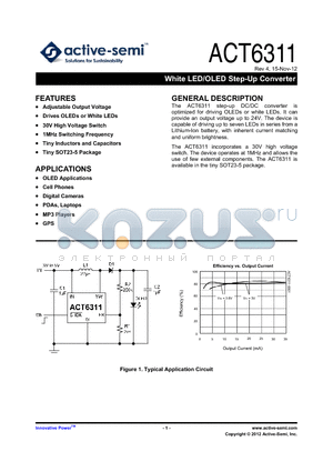 ACT6311_12 datasheet - White LED/OLED Step-Up Converter