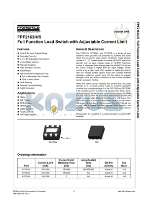 FPF2164 datasheet - Full Function Load Switch with Adjustable Current Limit