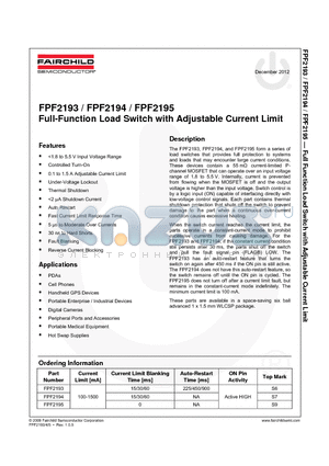 FPF2195 datasheet - Full-Function Load Switch with Adjustable Current Limit
