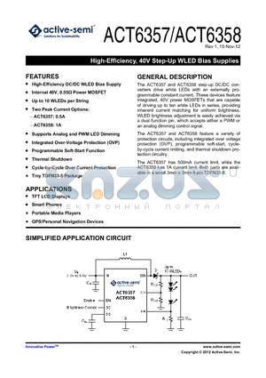 ACT6357_12 datasheet - High-Efficiency, 40V Step-Up WLED Bias Supplies