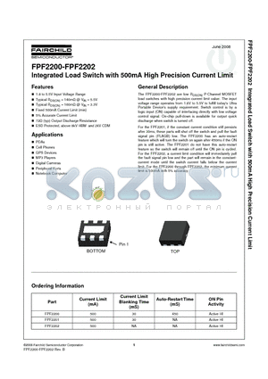 FPF2202 datasheet - Integrated Load Switch with 500mA High Precision Current Limit
