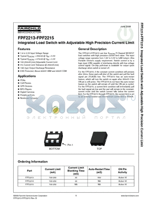 FPF2213 datasheet - Integrated Load Switch with Adjustable High Precision Current Limit