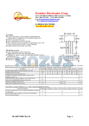 BL2-01 datasheet - 2A BRIDGE RECTIFIER